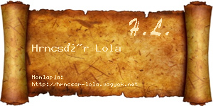 Hrncsár Lola névjegykártya